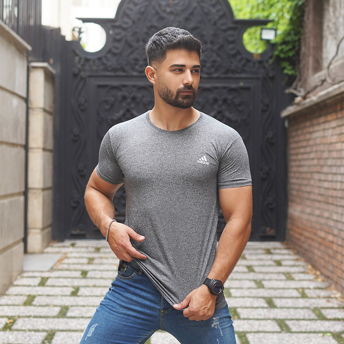تیشرت طوسی مردانه طرح ADIDAS مدل TIAN