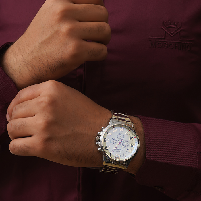 ساعت مچی نقره ای مردانه مدل EAGLETIME