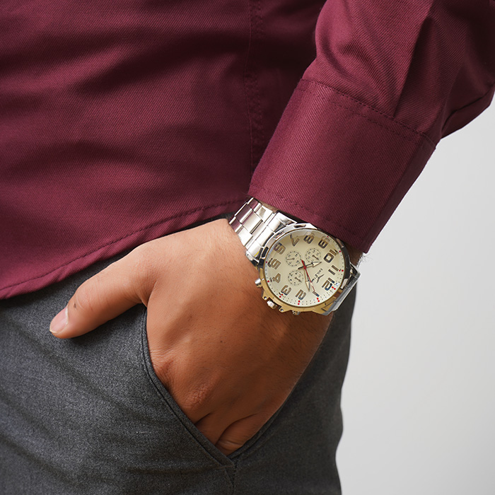 ساعت مچی نقره ای مردانه مدل EAGLETIME