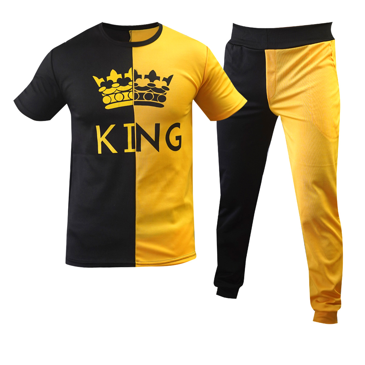 ست تیشرت شلوار مشکی زرد مدل Shahsan