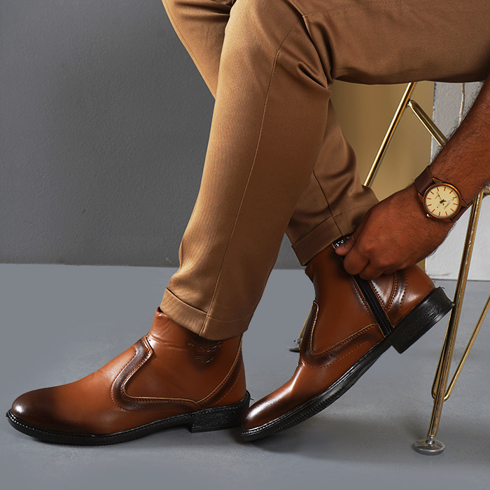 نیم بوت مردانه عسلی مدل Rad