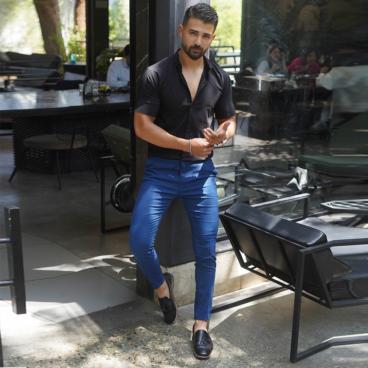 پیراهن آستین کوتاه مشکی مردانه مدل Diesel