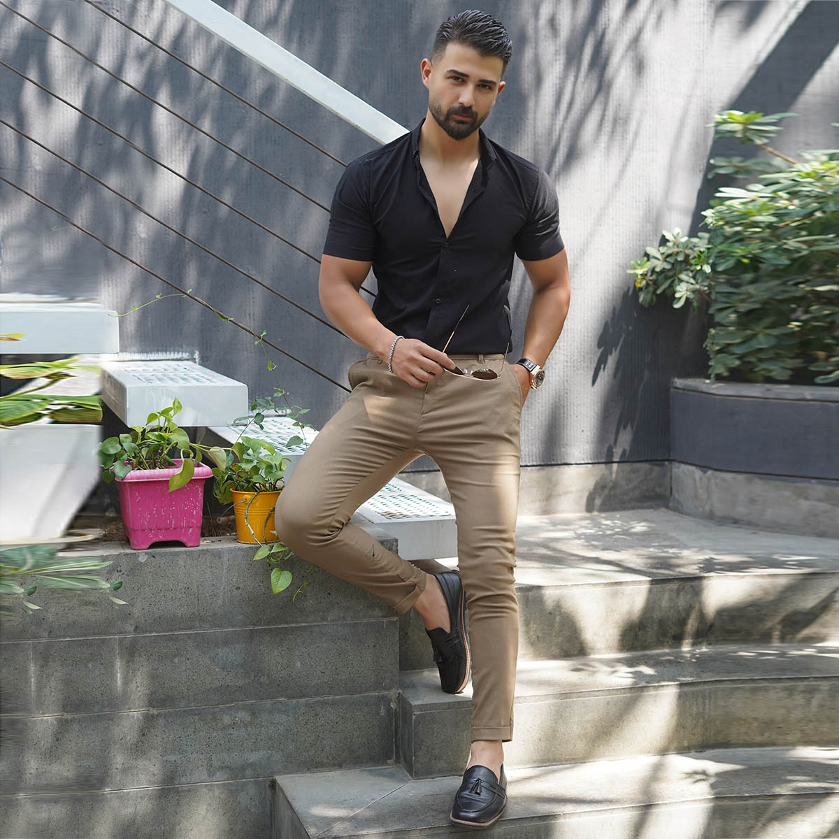 شلوار مردانه خاکی مدل MOBIN