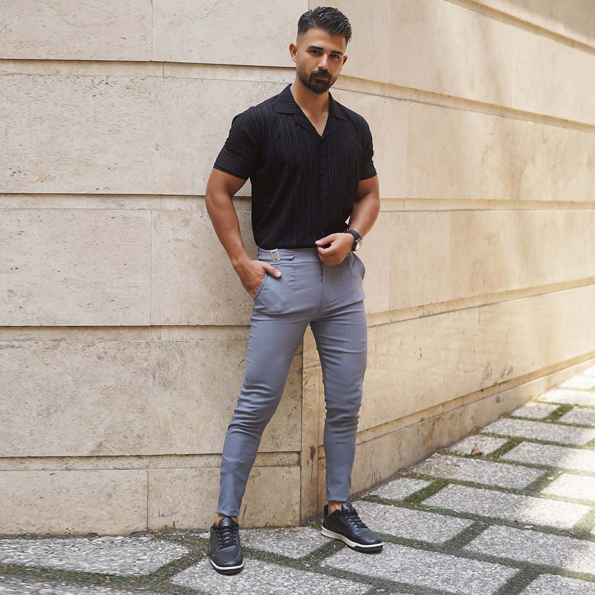 شلوار اسلش مردانه طوسی مدل Keysan