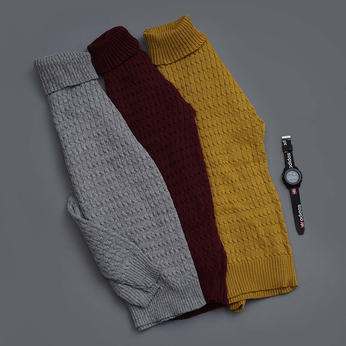 پلیوربافت مردانه طوسی یقه اسکی مدل Pouyan