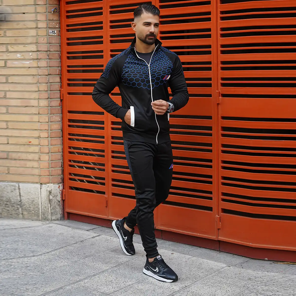 ست سوئیشرت شلوار آبی مشکی مردانه مدل matio