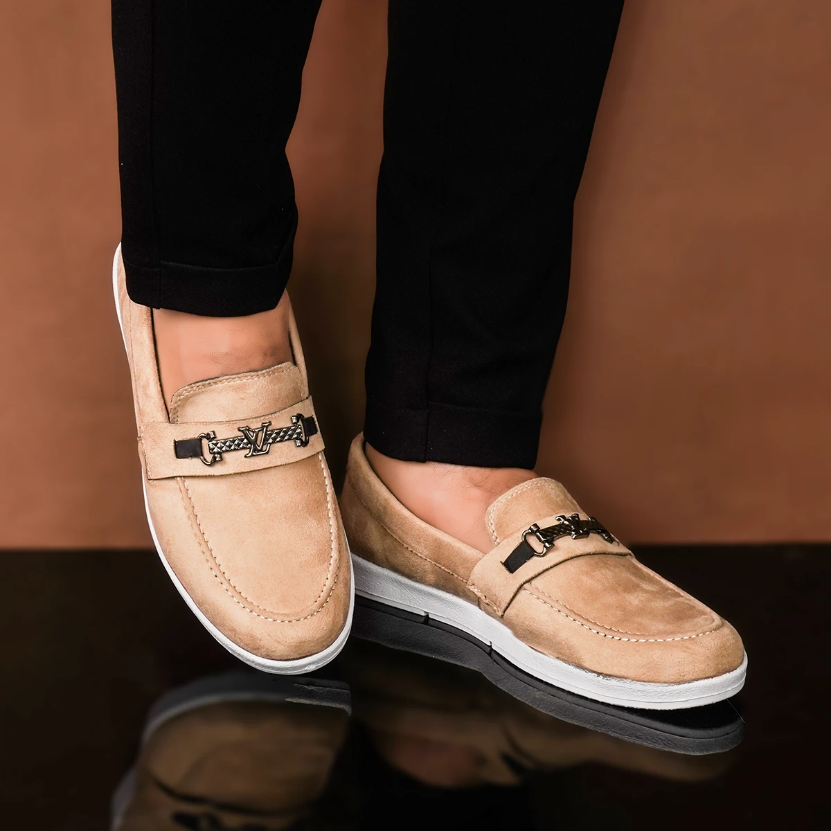 کفش کالج مردانه کرم مدل Arsan