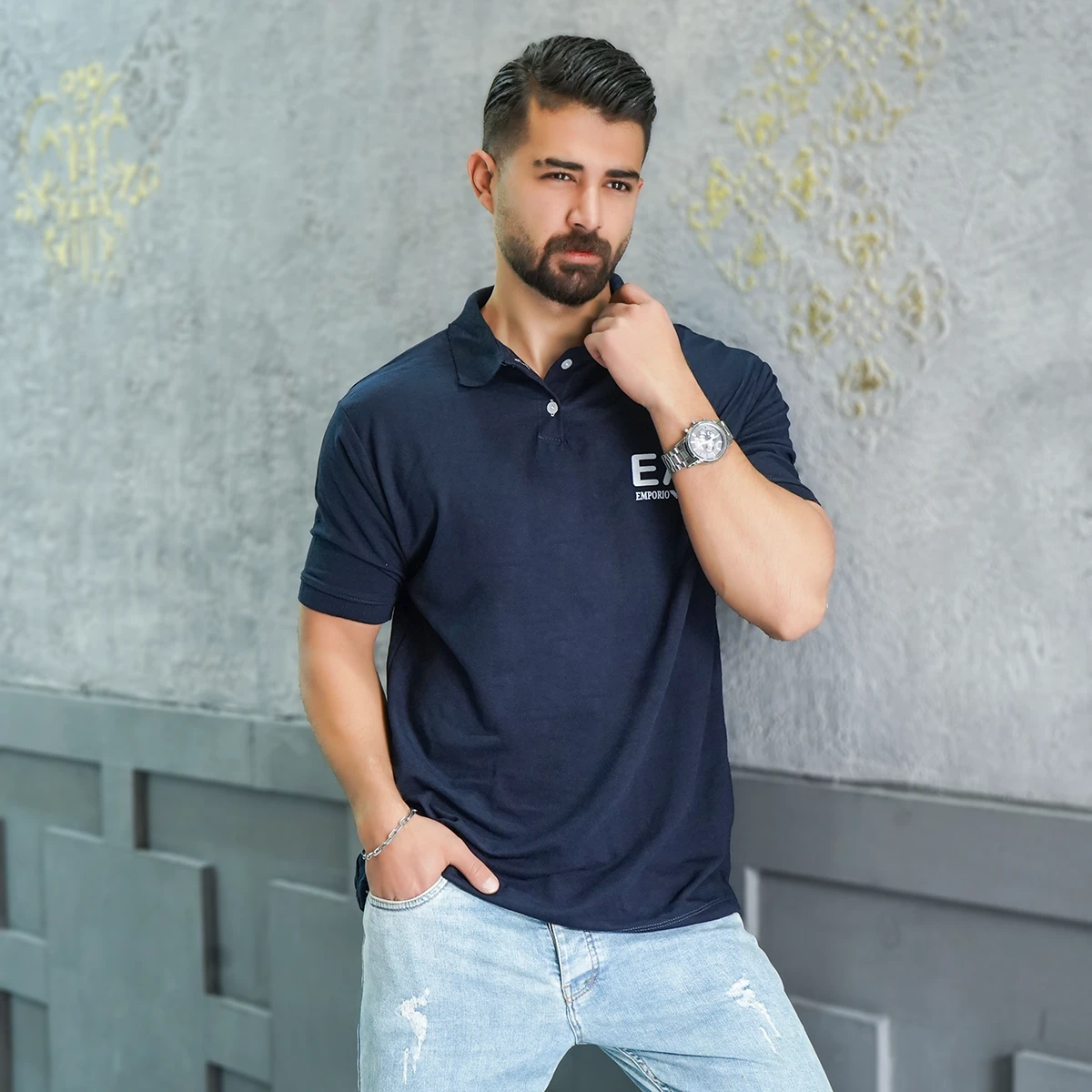 تیشرت سرمه ای مردانه EA7 مدل Nitan