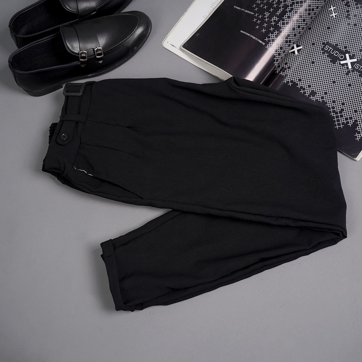 شلوار مردانه مشکی یک دکمه مدل Nivan