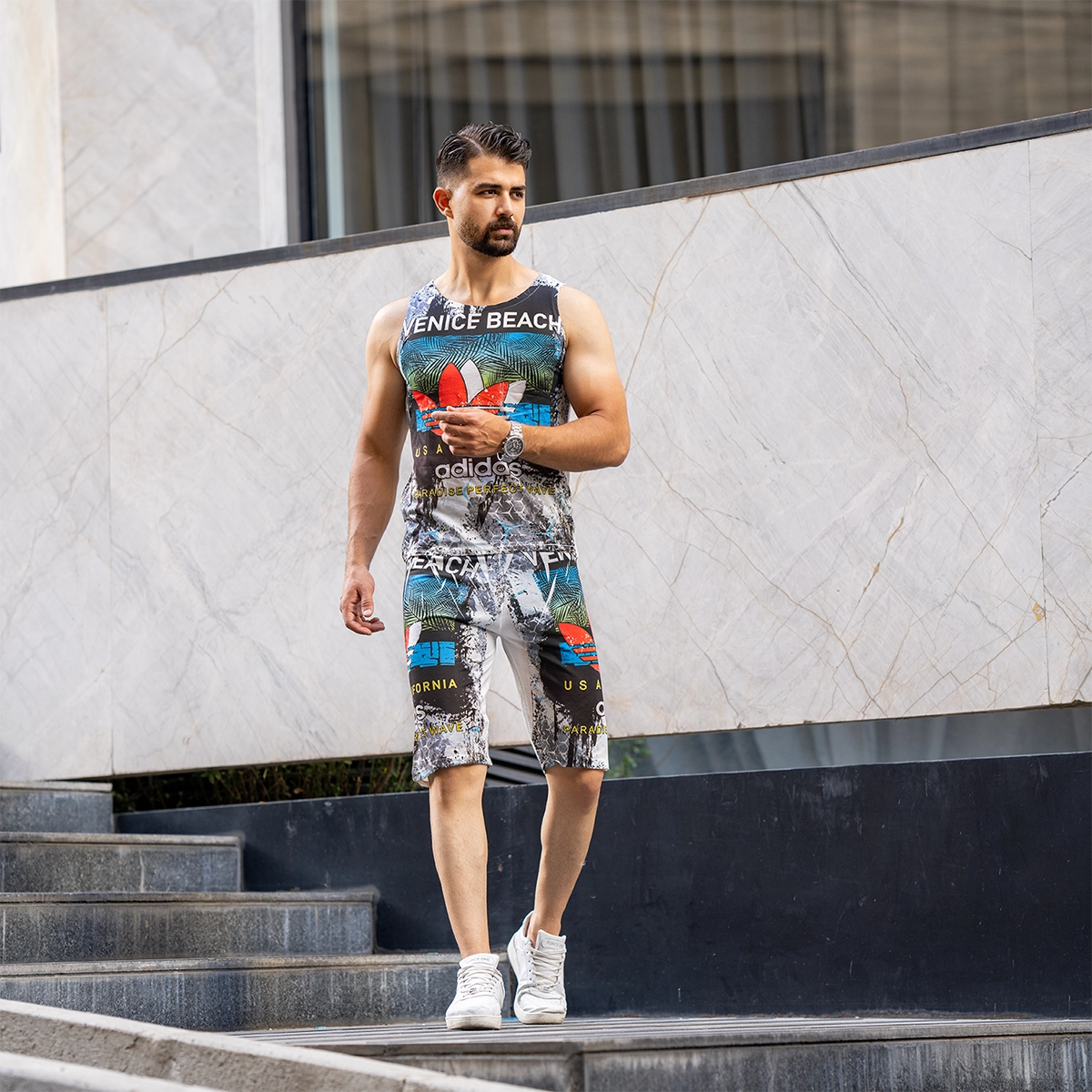 ست رکابی شلوارک مردانه مدل VENICE BEACH