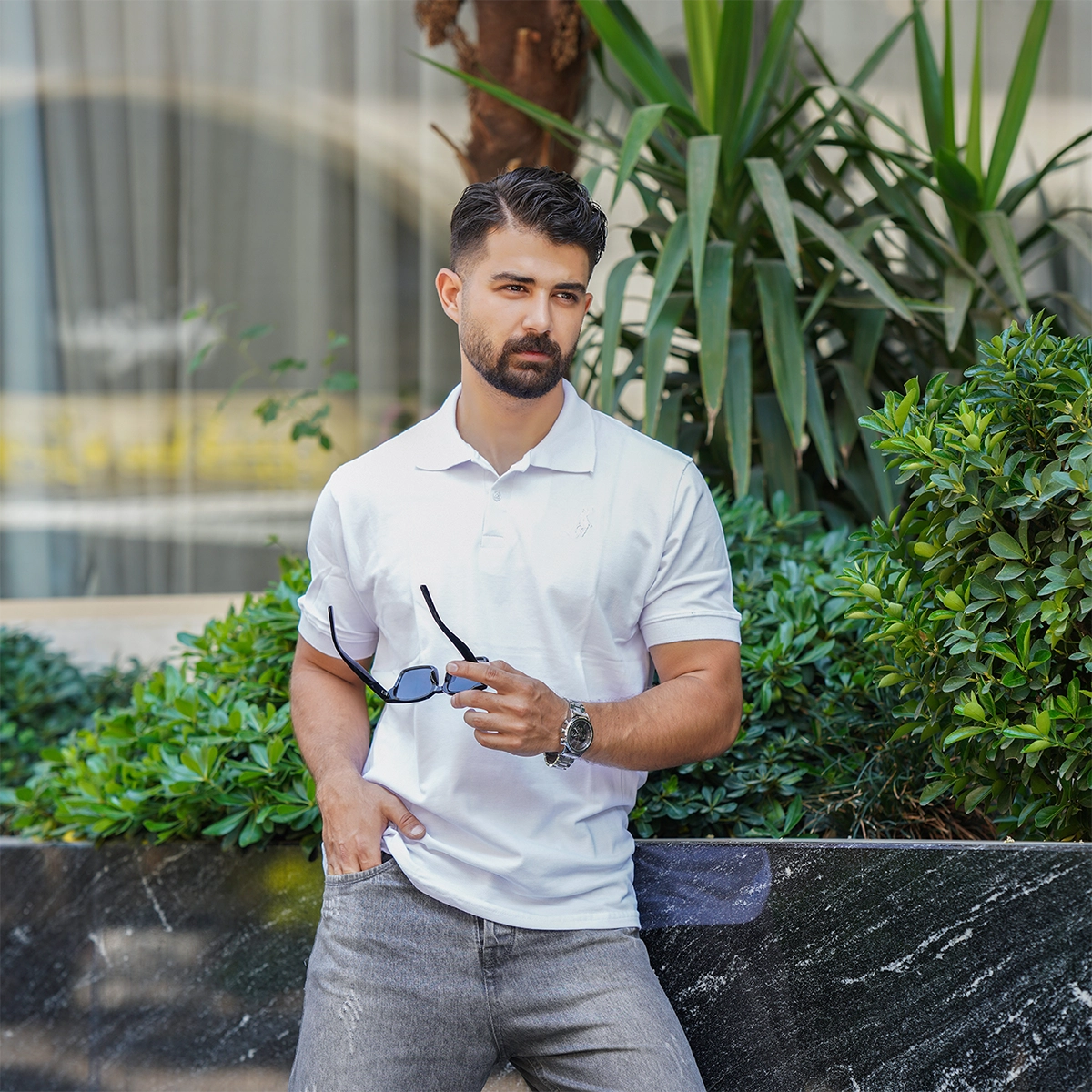 تیشرت مردانه جودون ساده سفید مدل Tiamo