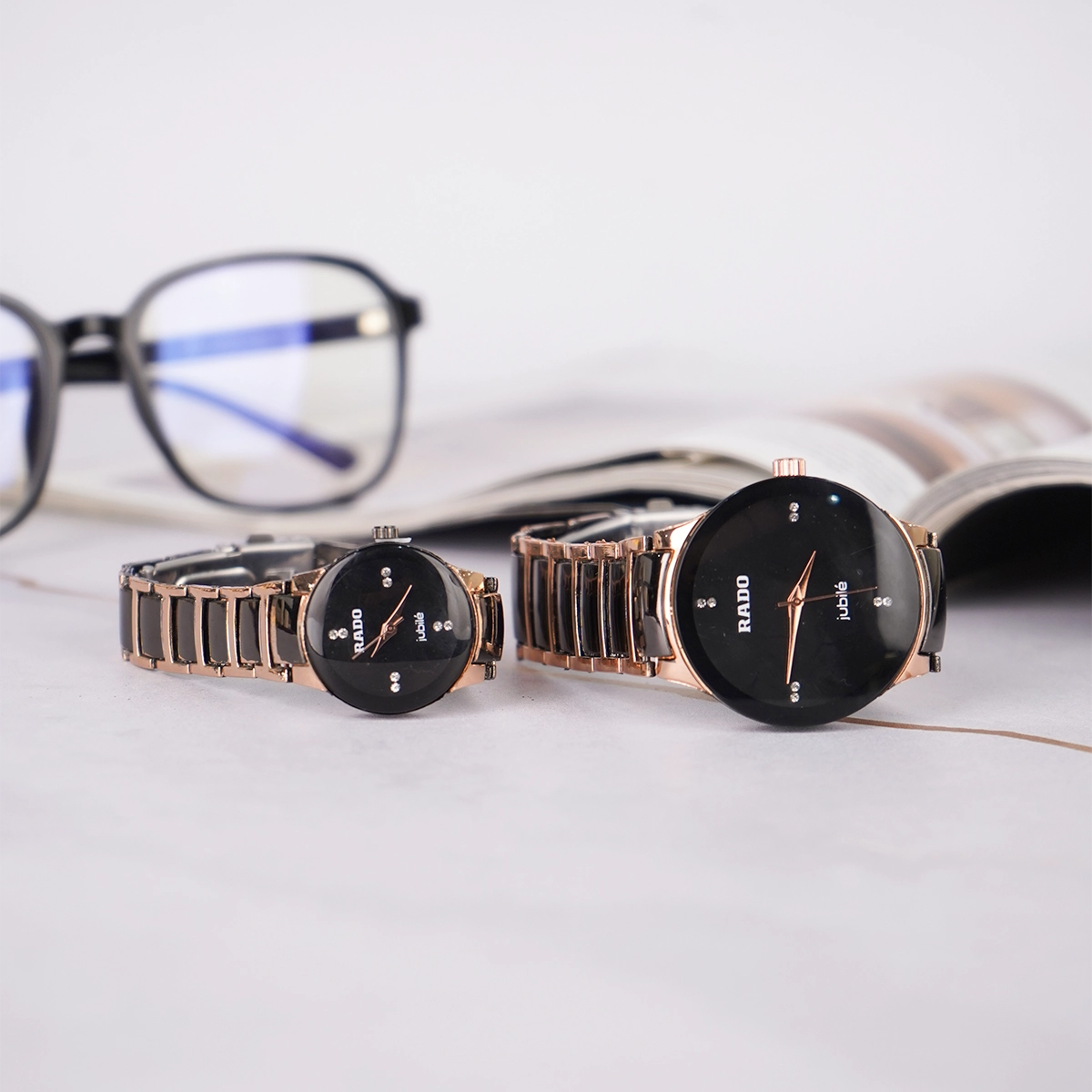 ست ساعت مشکی رزگلد Rado