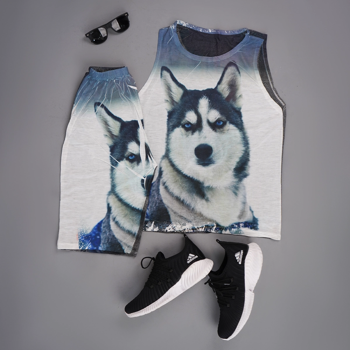 ست رکابی شلوارک مردانه طرح گرگ 2