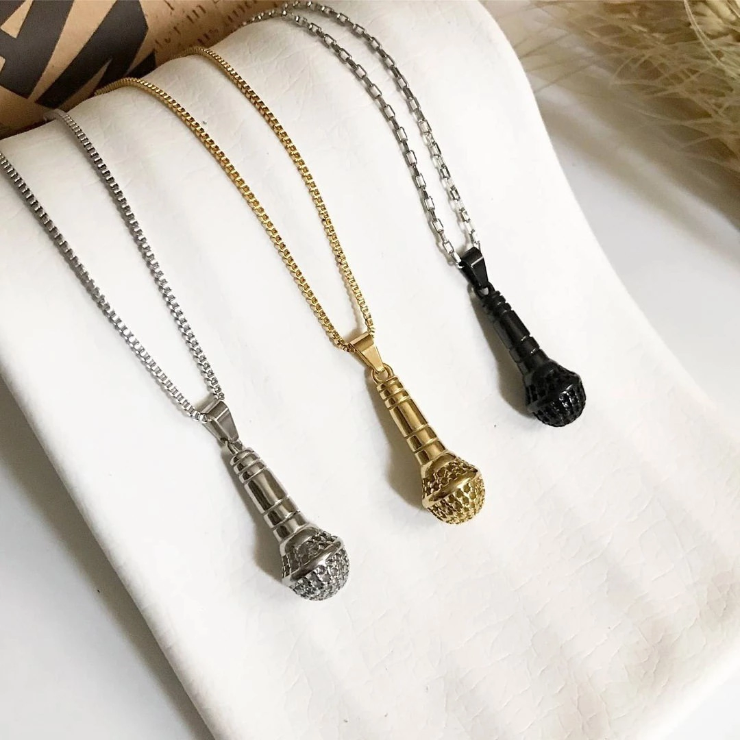 گردنبند میکروفون ( نقره ای )