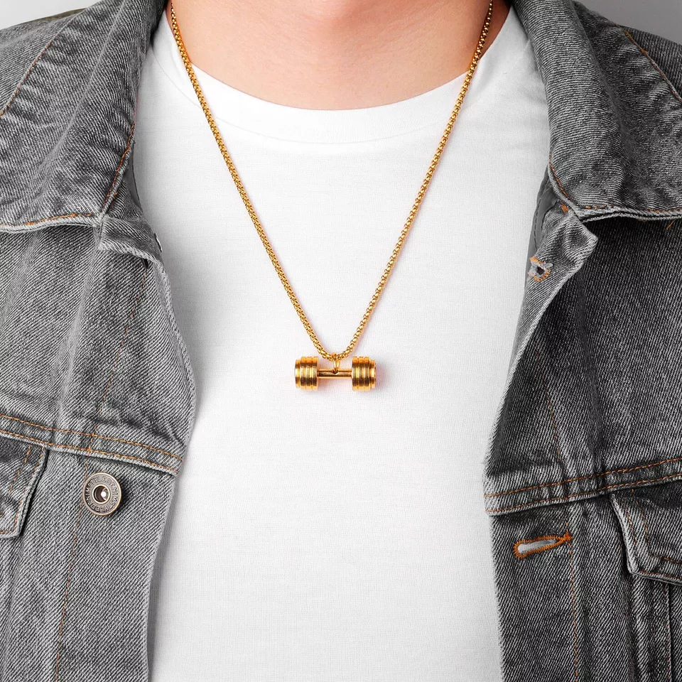 گردنبند مدل دمبل ( طلایی )