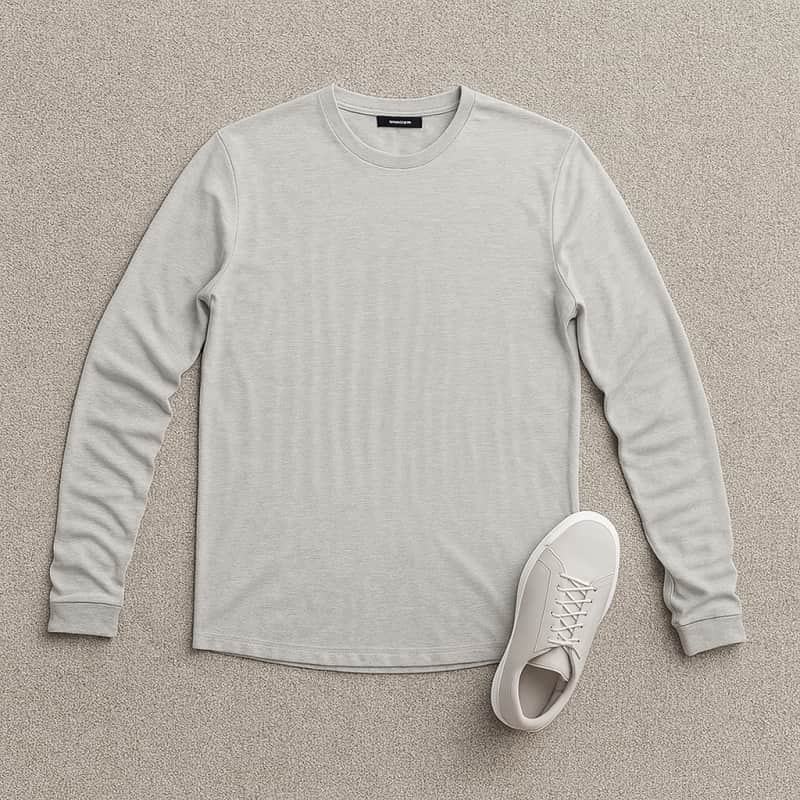 بلوز مردانه طوسی روشن یقه کوبایی مدل Etron