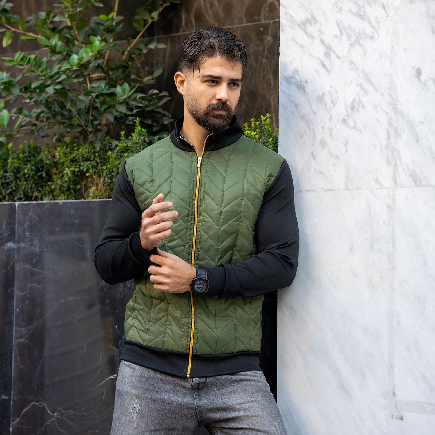 کاپشن مردانه سبز مدل Homan