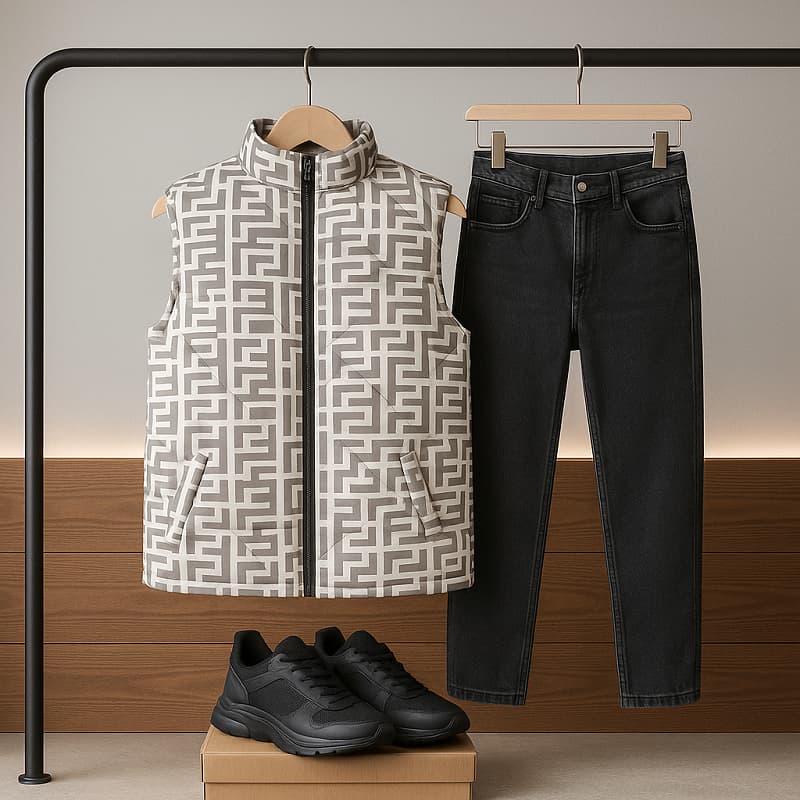 پافر مردانه طوسی مدل Fendi