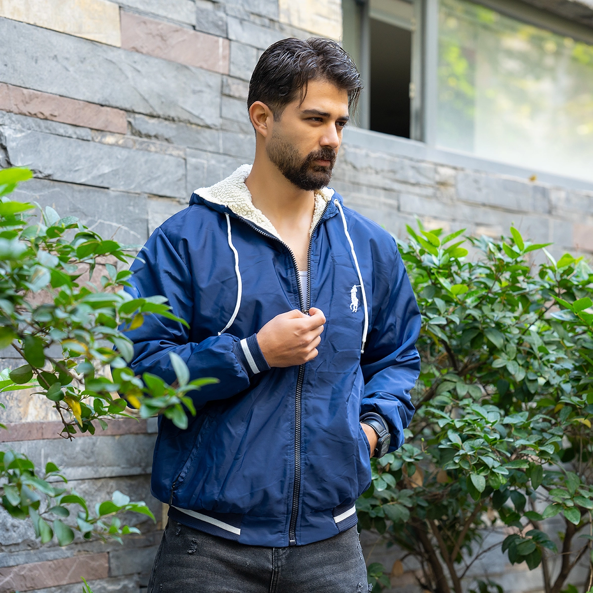 کاپشن مردانه سرمه ای داخل خز مدل P212