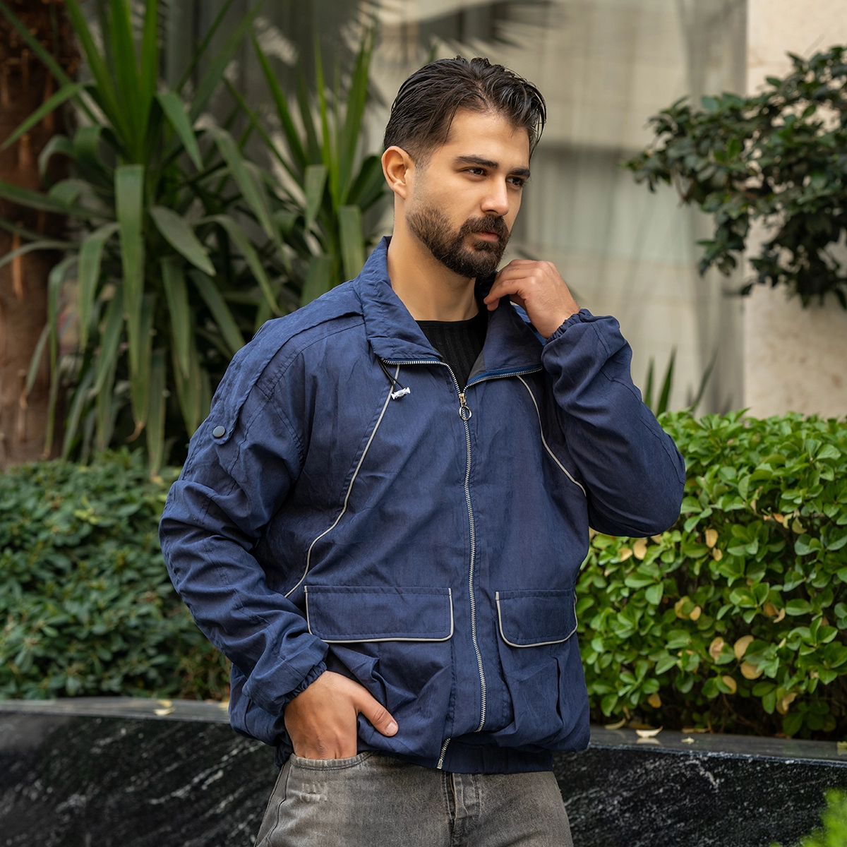 کاپشن میکرو سرمه ای مردانه مدل Panama