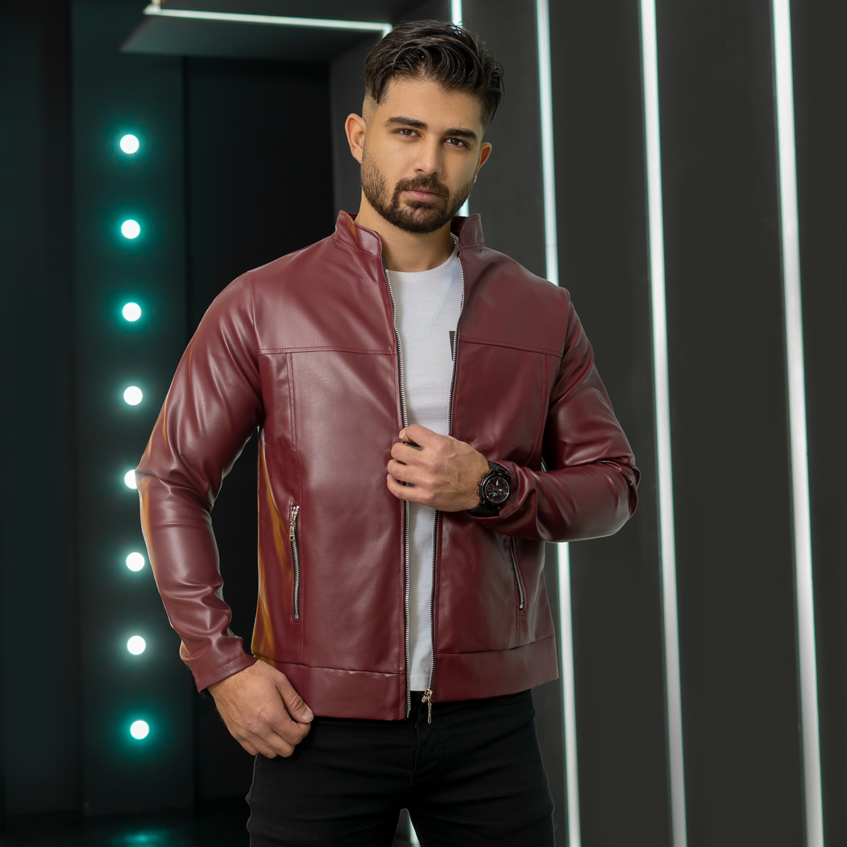 کاپشن چرم مردانه مدل NOBER