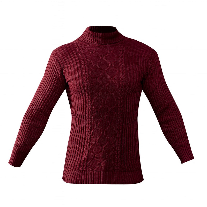 پلیوربافت مردانه یقه اسکی مدل Hakan-زرشکی