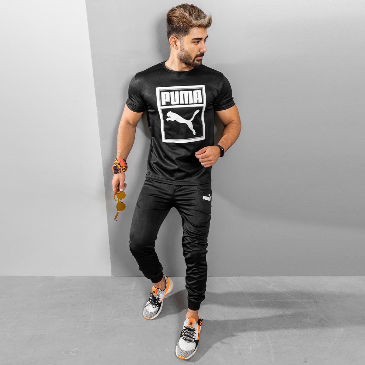 ست 3 تیکه Puma مشکی مردانه مدلAtraz