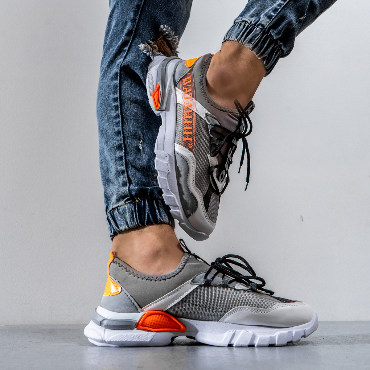 کفش ورزشی OFF WHITE مردانه طوسی مدل Rasit