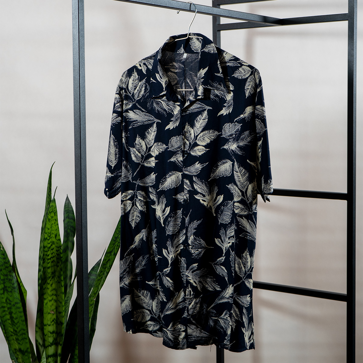 پیراهن هاوایی مردانه سرمه ای مدل Tinkal-