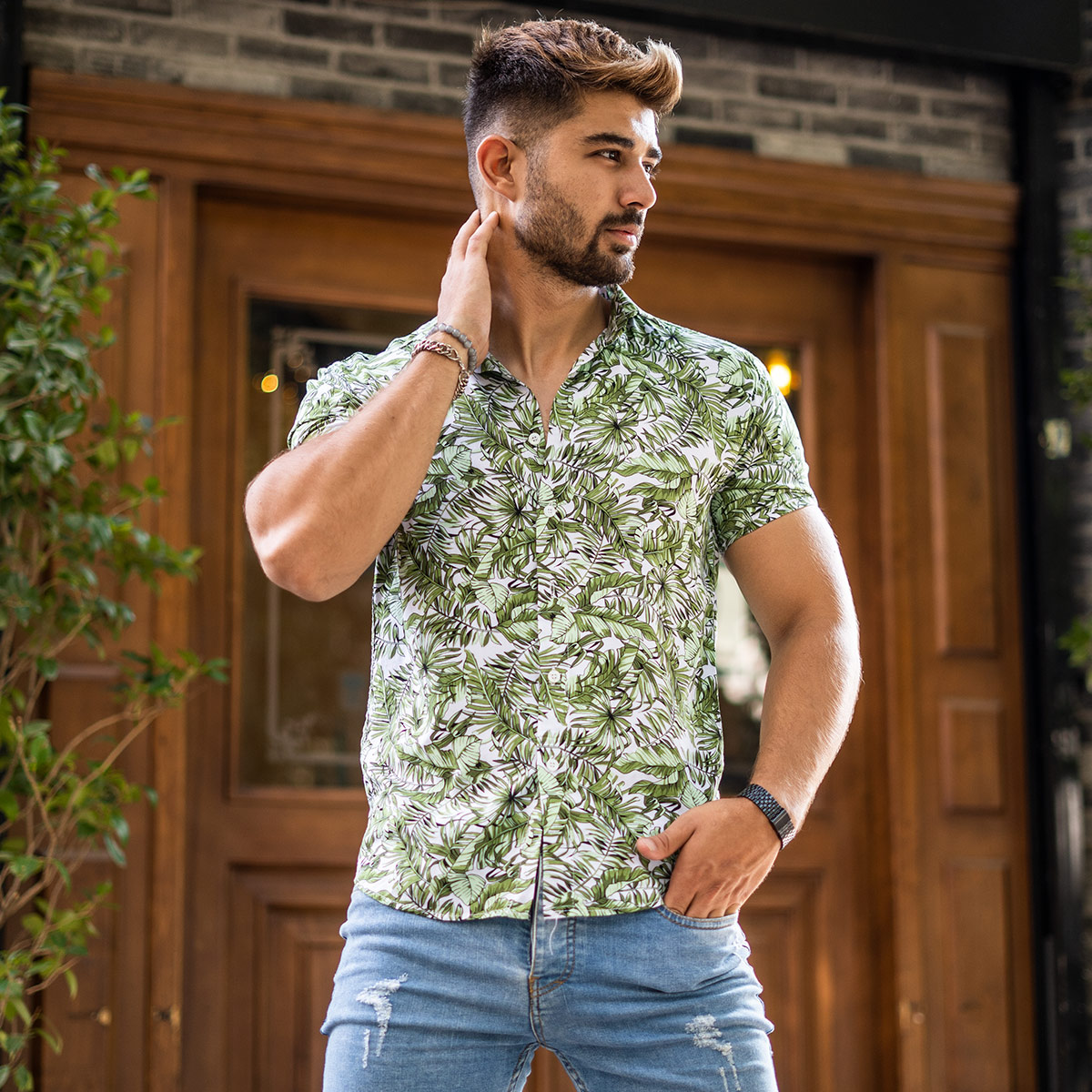 پیراهن هاوایی مردانه (T) مدل Saimon