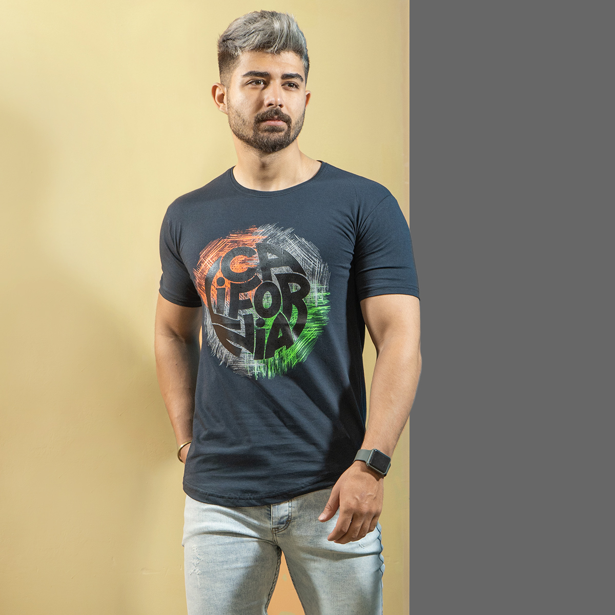 تیشرت مردانه طوسی مدل Coda